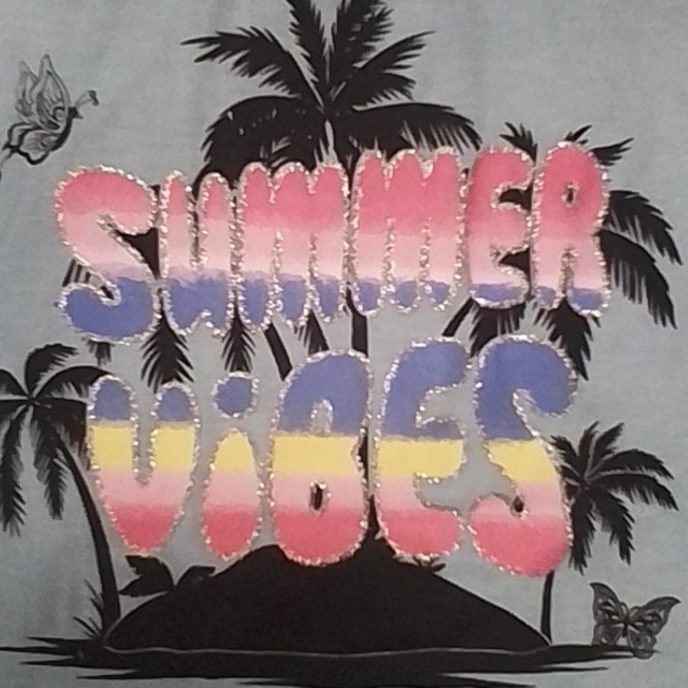 Blue 'Summer Vibes' T-Shirt and Rainbow Palm Shorts Set - Picture 2 of 8